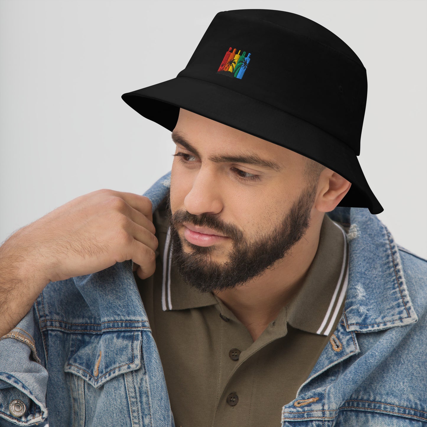 Vibrant Pride Bucket Hat made of breathable cotton twill, perfect packable travel beach wear for sun protection.