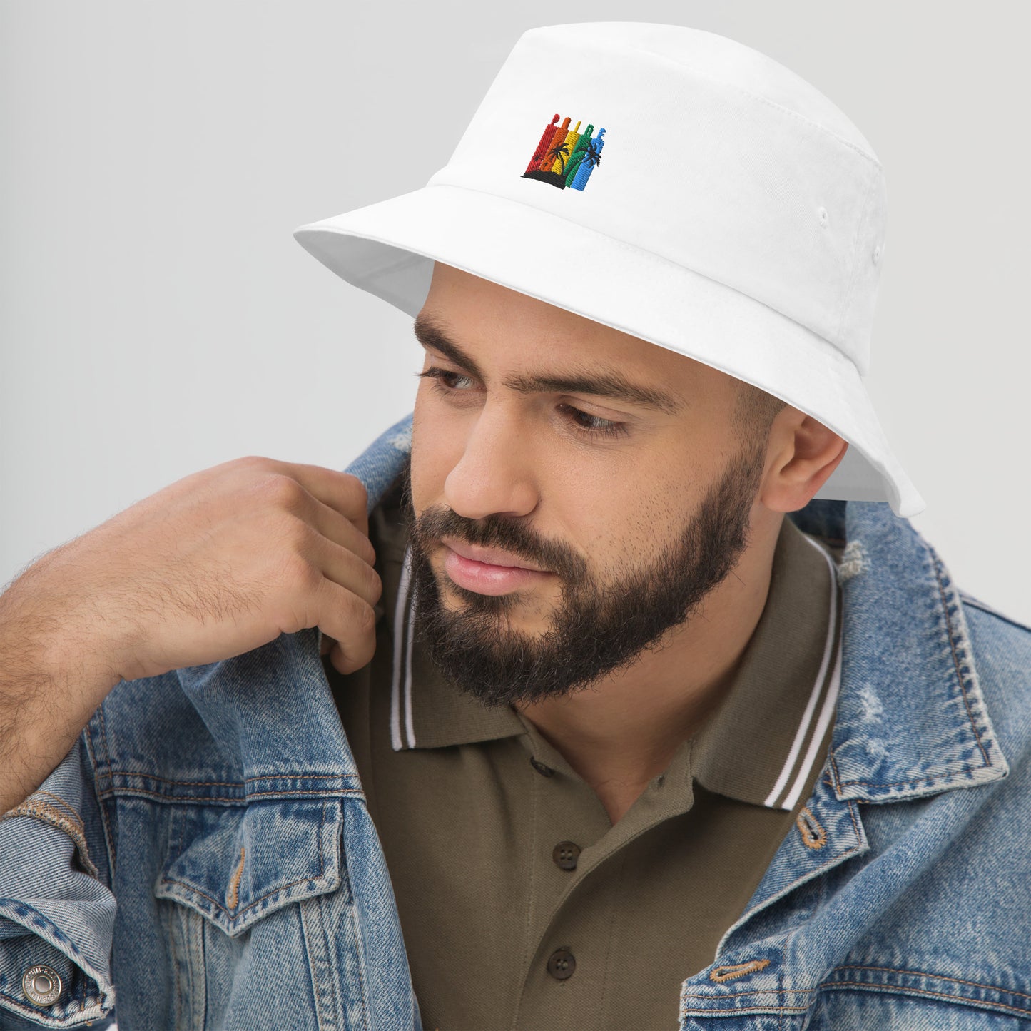 Lightweight Pride Bucket Hat featuring a flexible brim and 100% cotton fabric for all-day comfort and sunshade.